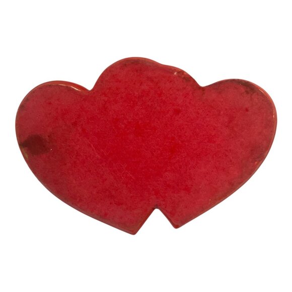 Vintage Double Heart Ceramic Trinket Box | Red & White | 1990s Valentine Keepsak - Picture 5 of 6